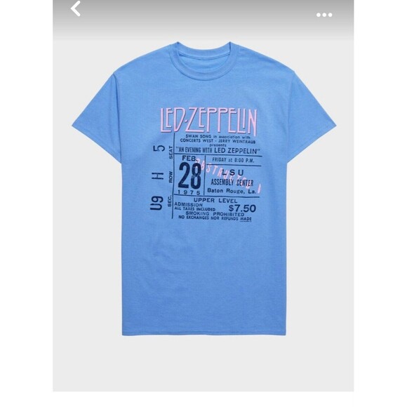Hot Topic Led Zeppelin Blue Concert T-Shirt 100% Cotton‎ Size L Jrs - Picture 5 of 5
